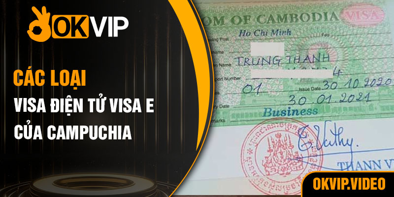 Các loại visa điện tử visa E của Campuchia